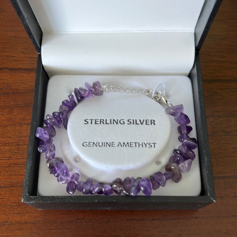 Sterling silver Amethyst women’s bracelet.  Adjustable size 7.25”-9”
